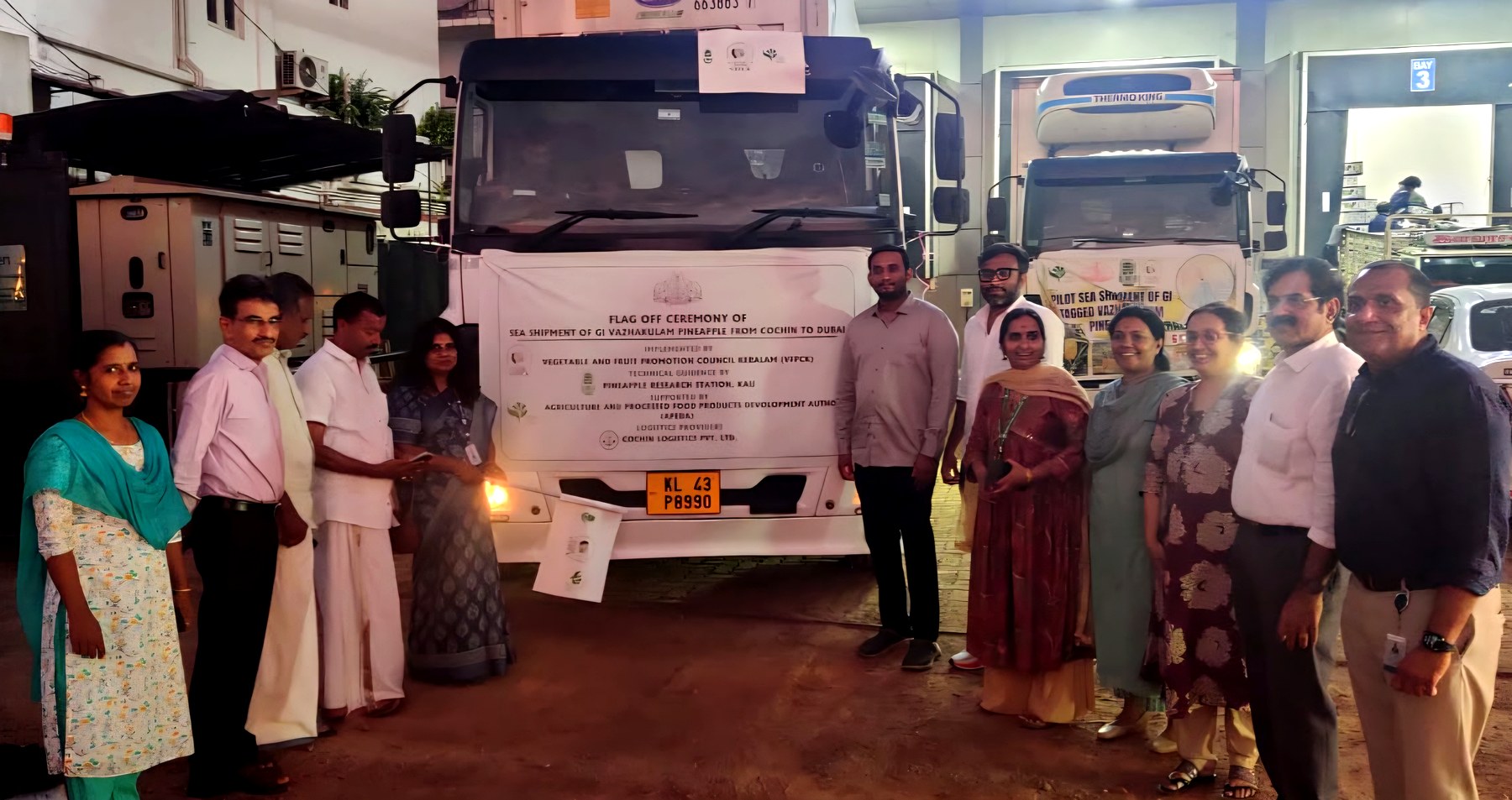 Flag-off ceremony of the sea shipment of GI Vazhakulam pineapple from Cochin to Dubai